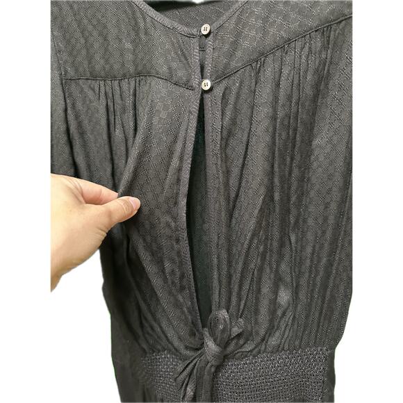 Flannel Black Long Sleeve Jumpsuit with Smocked Waist - Size 1 Small NWT - Picture 13 of 14